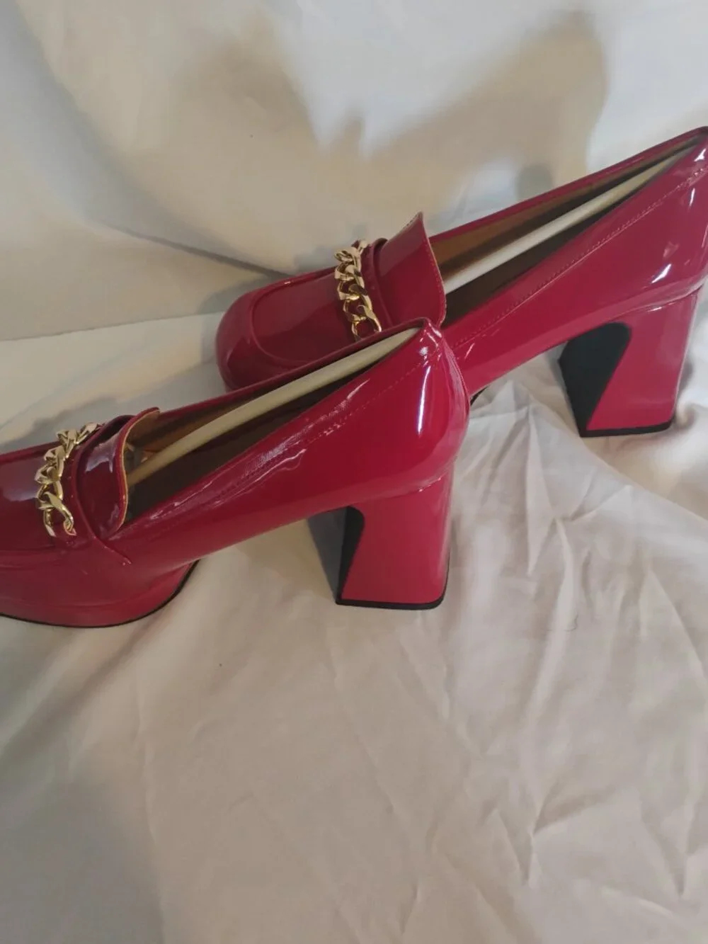 IDIFU IN4 Red Patent Platform Chunky Heel Loafers 9.5